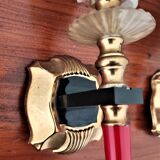 White wall lamps shape brass and plexiglas cornet circa 1950 / 1 pair