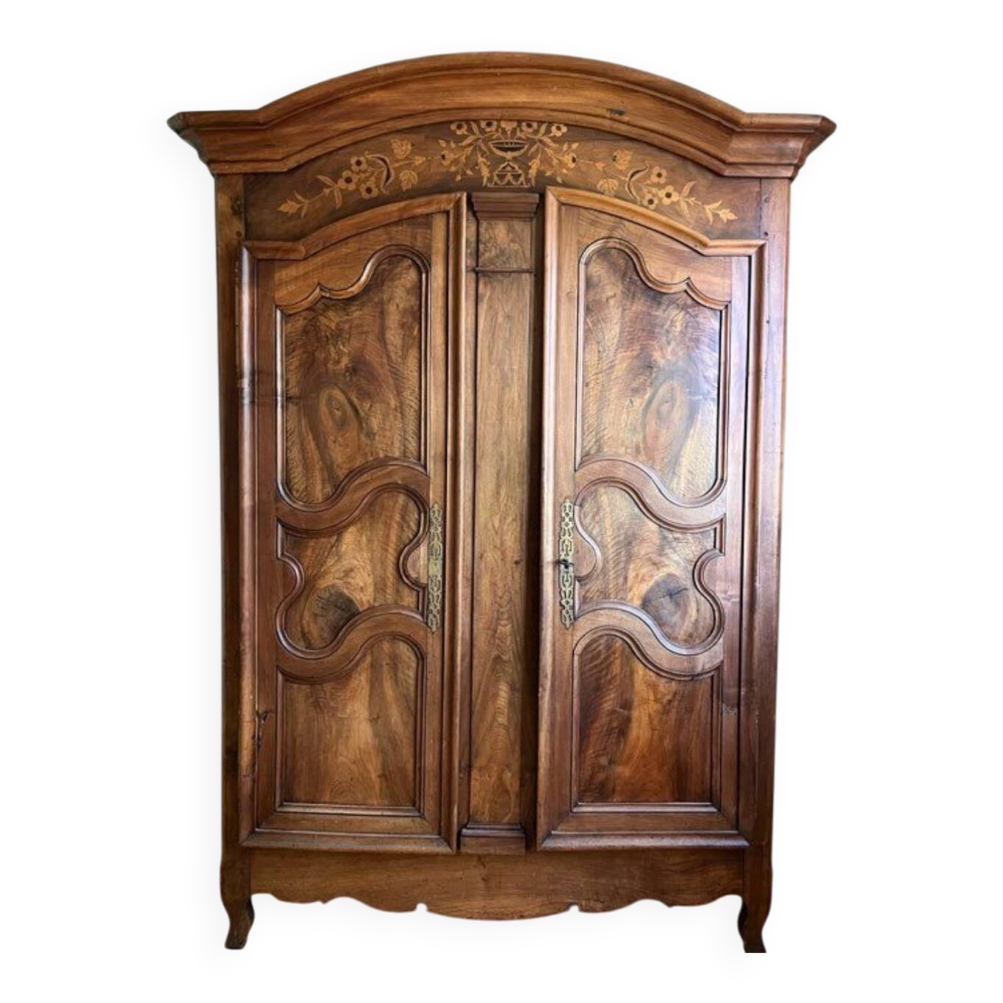 Castle wardrobe in solid walnut - Antique piece