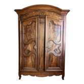 Castle wardrobe in solid walnut - Antique piece