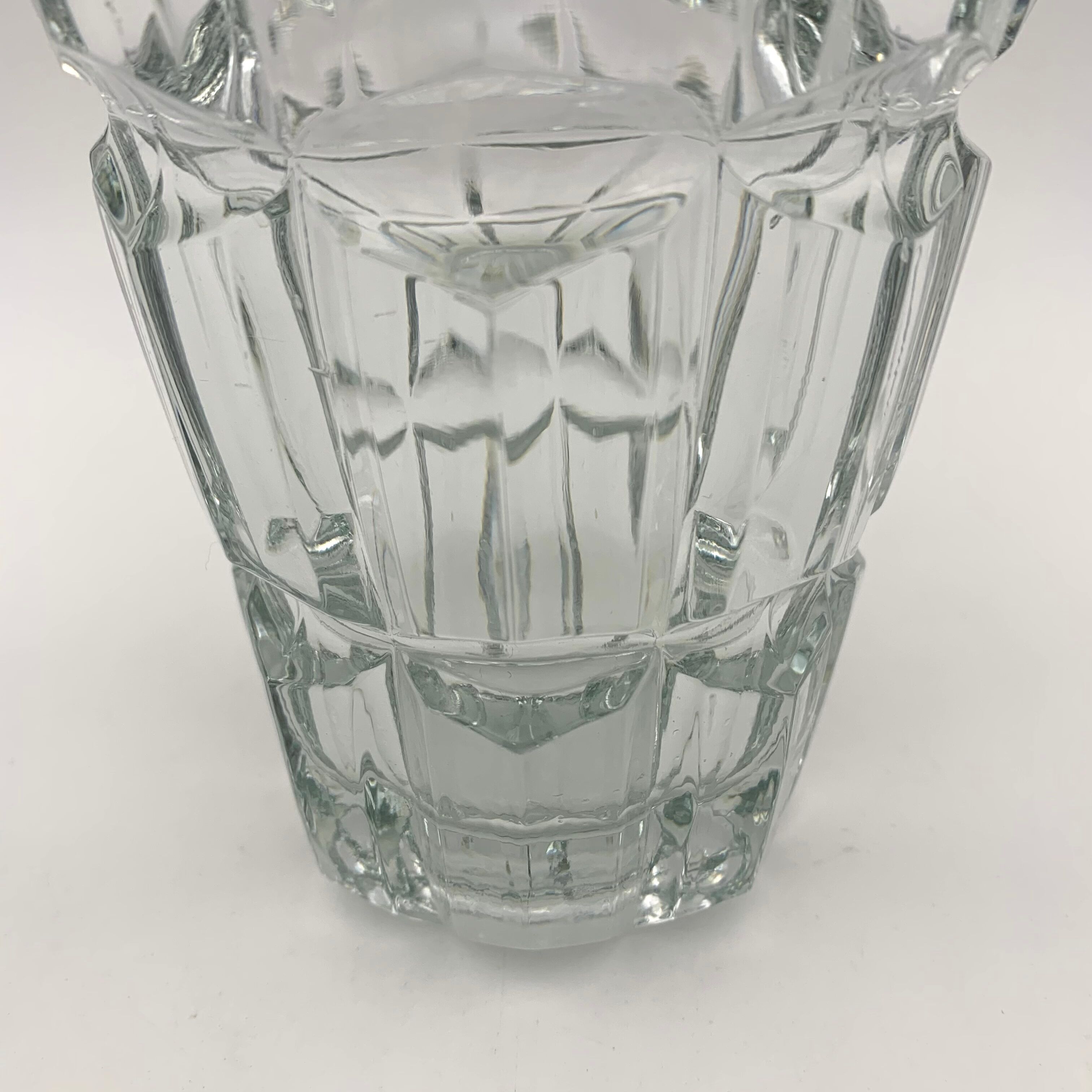 Vintage moulded glass vase, geometric relief decoration 1970