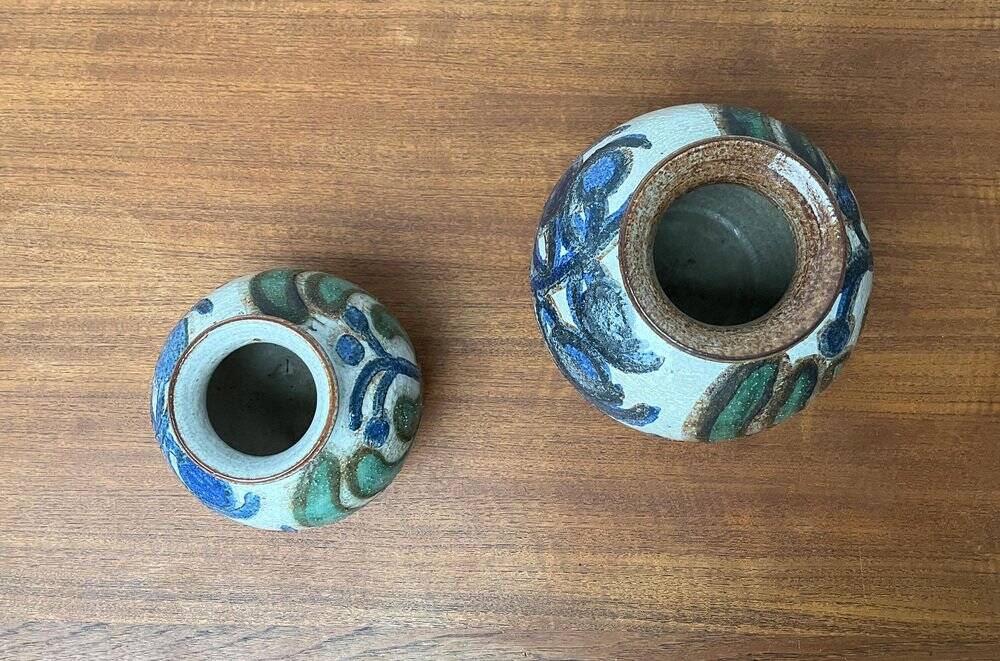 Cactus series round vases in ceramic from the mid-century modern Danish studio Søholm, 1960s, set of 2.