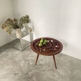 Table basse années 60 tripode bois ciselé
