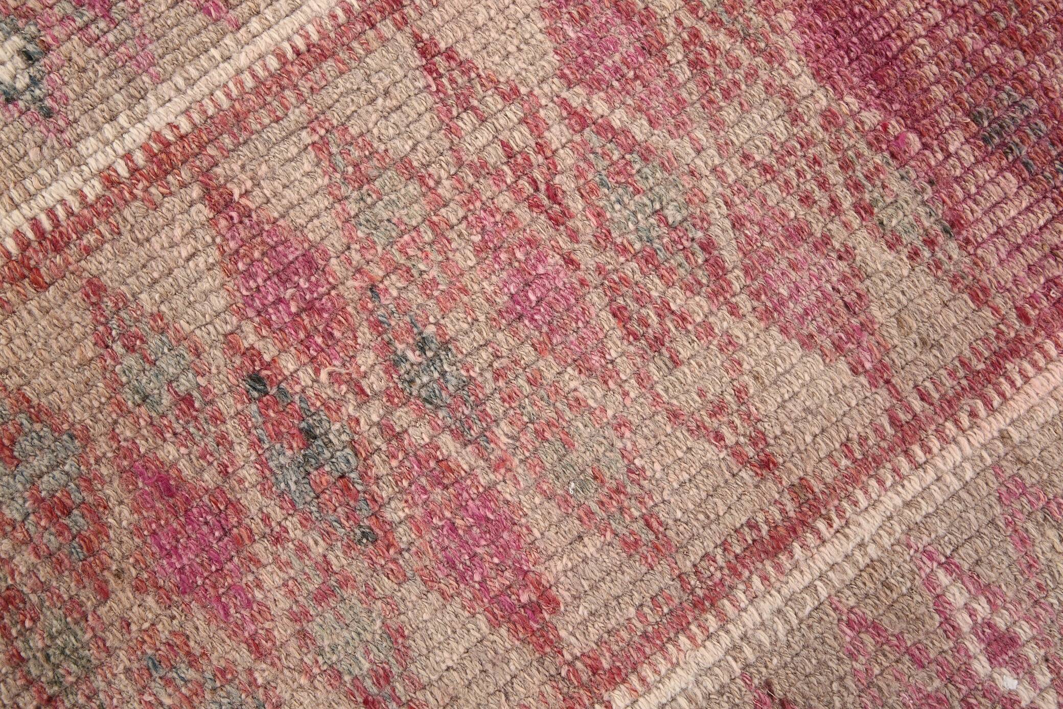 3x13 Rug For Entrway Pale Red Vintage Turkish Runner Rug, 84x394Cm