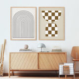 Pair of prints, checkered wall art set of two, 50x70cm