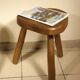 Pair of wooden tripod stools