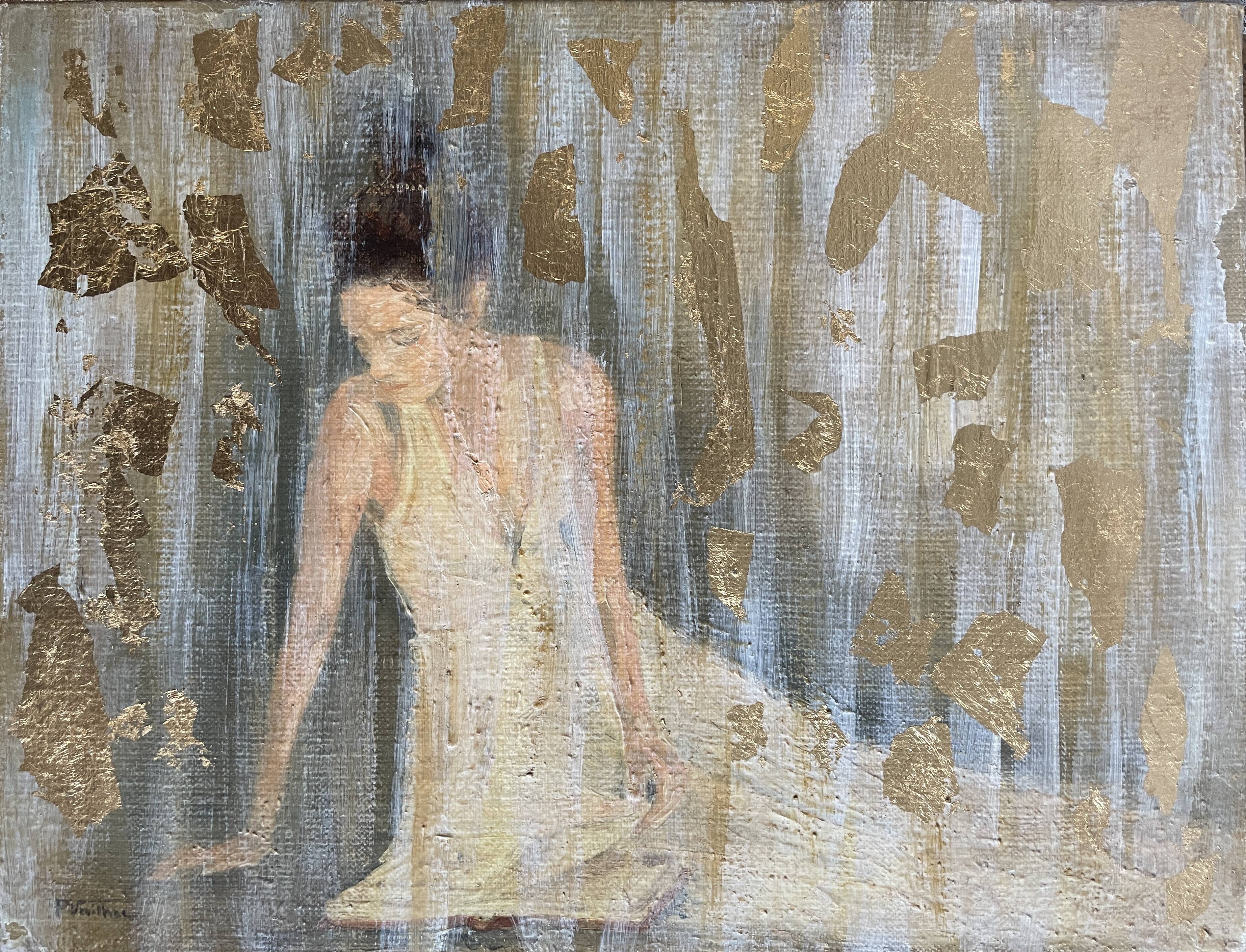Painting signed oil on canvas with gold leaf finish “The Bride”