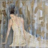 Painting signed oil on canvas with gold leaf finish “The Bride”
