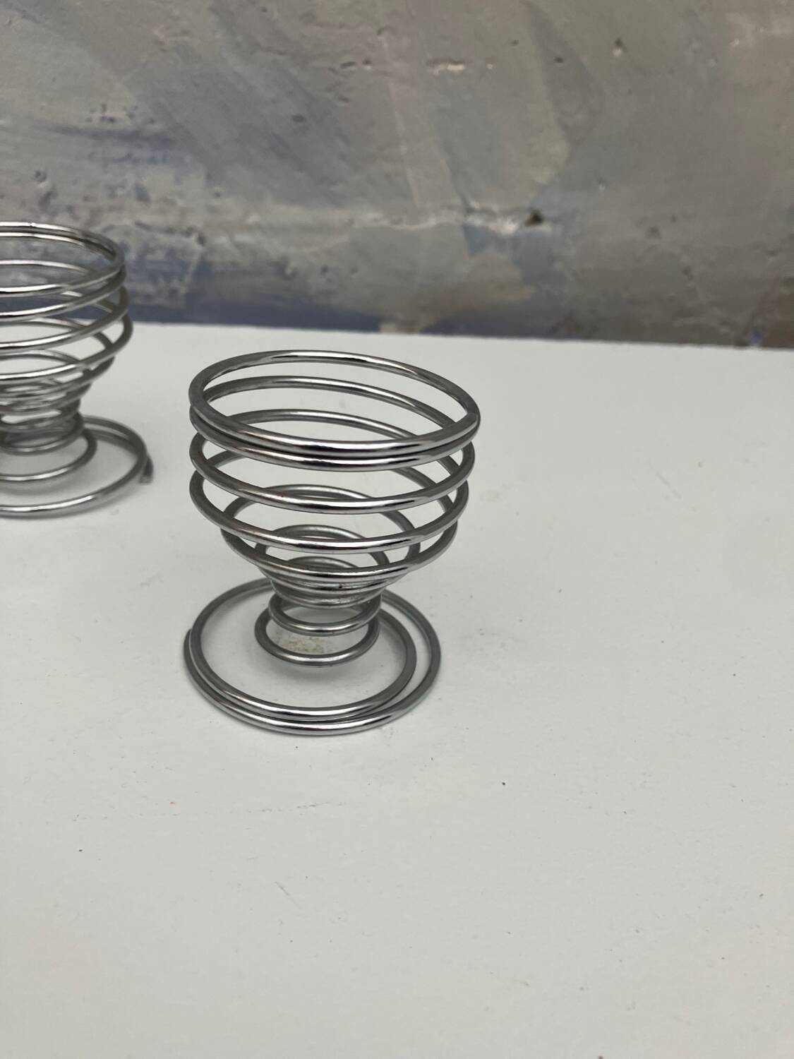 4 vintage stainless steel spiral egg cups from 1970