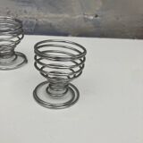 4 vintage stainless steel spiral egg cups 1970