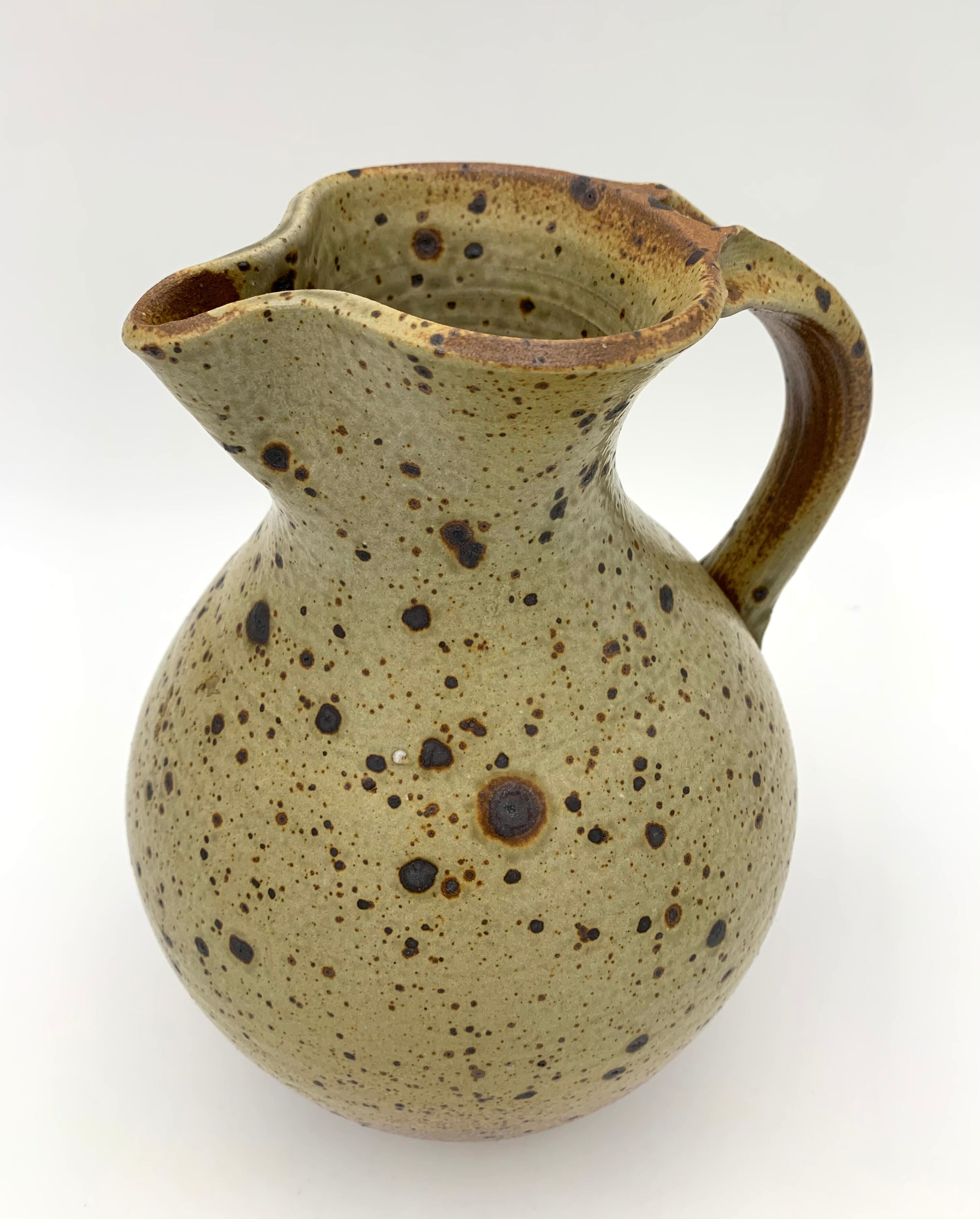 Vintage pyrity sandstone pitcher, Charles Gaudry Workshops, Puisaye Sandstone - 1970s
