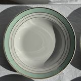 Set of 8 antique turquoise deep plates with a gold rim D22.5