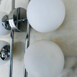 2 vintage double opaline globe wall lights 1960