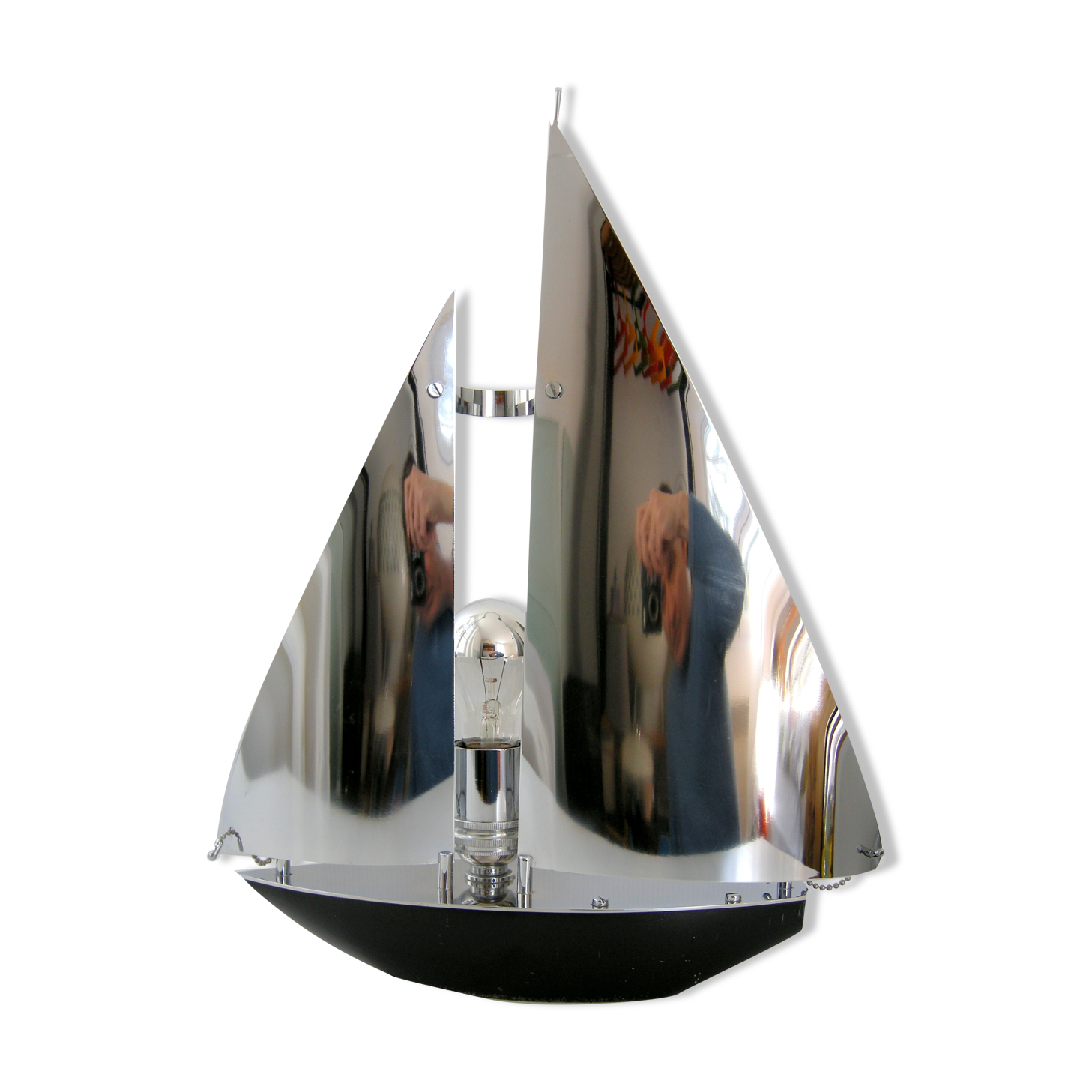 Vintage sailboat lamp 1970 chrome
