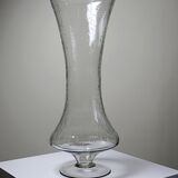 Very large engraved blown glass vase vintage 2000s antique style.
