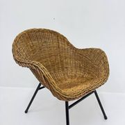 Chaise en osier de style mid-century, années 1950.