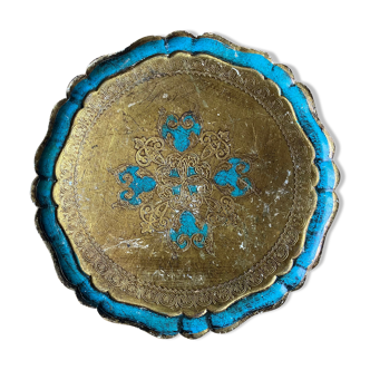 Florentine tray golden and turquoise blue