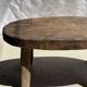 Small stool or small oval side table in solid teak wabi-sabi H24 53