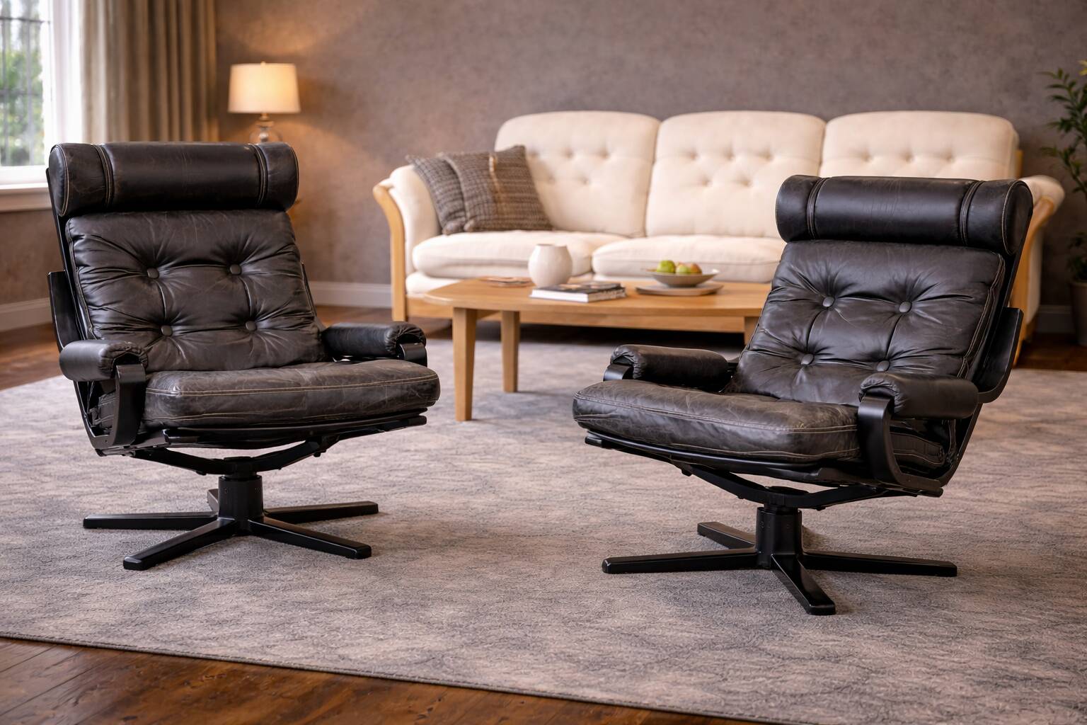 Vintage Pair of Spinning (Swivel) Armchairs — Second Half of the 20th