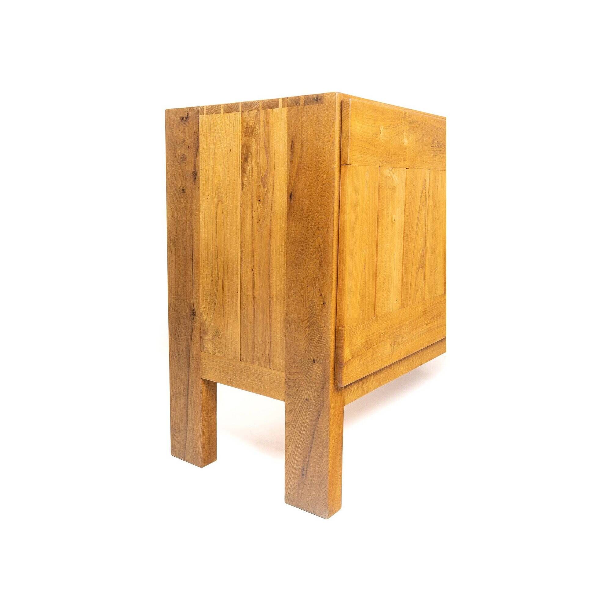 Two-door buffet in solid elm from Maison Regain, c. 1970.