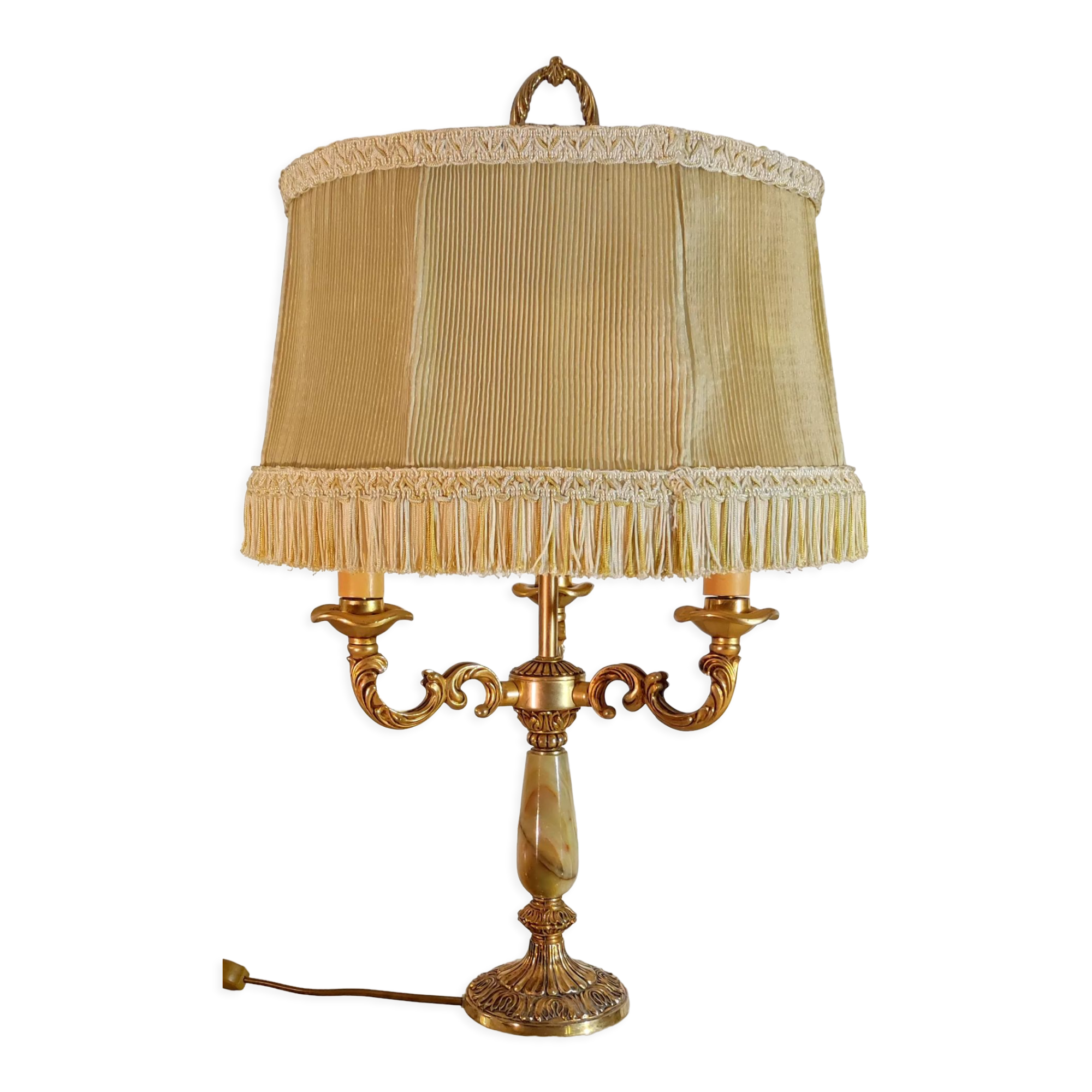 3-burner hot water bottle lamp, gilded bronze & onyx