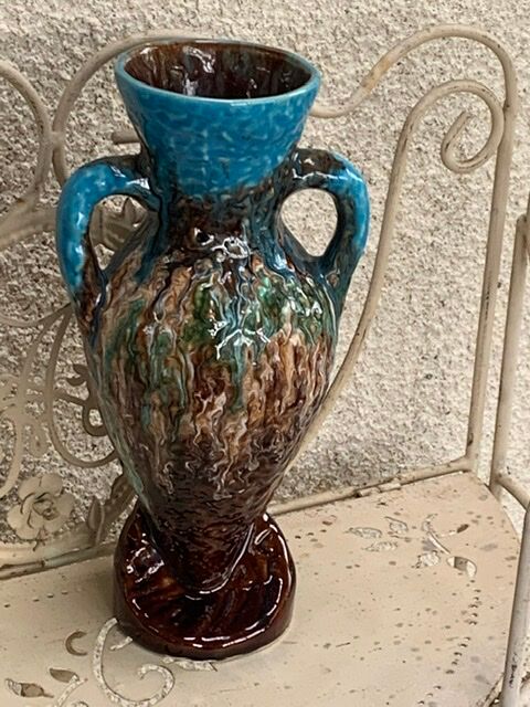 Amphora vase in slurry, glazed ceramic style vallauris vintage