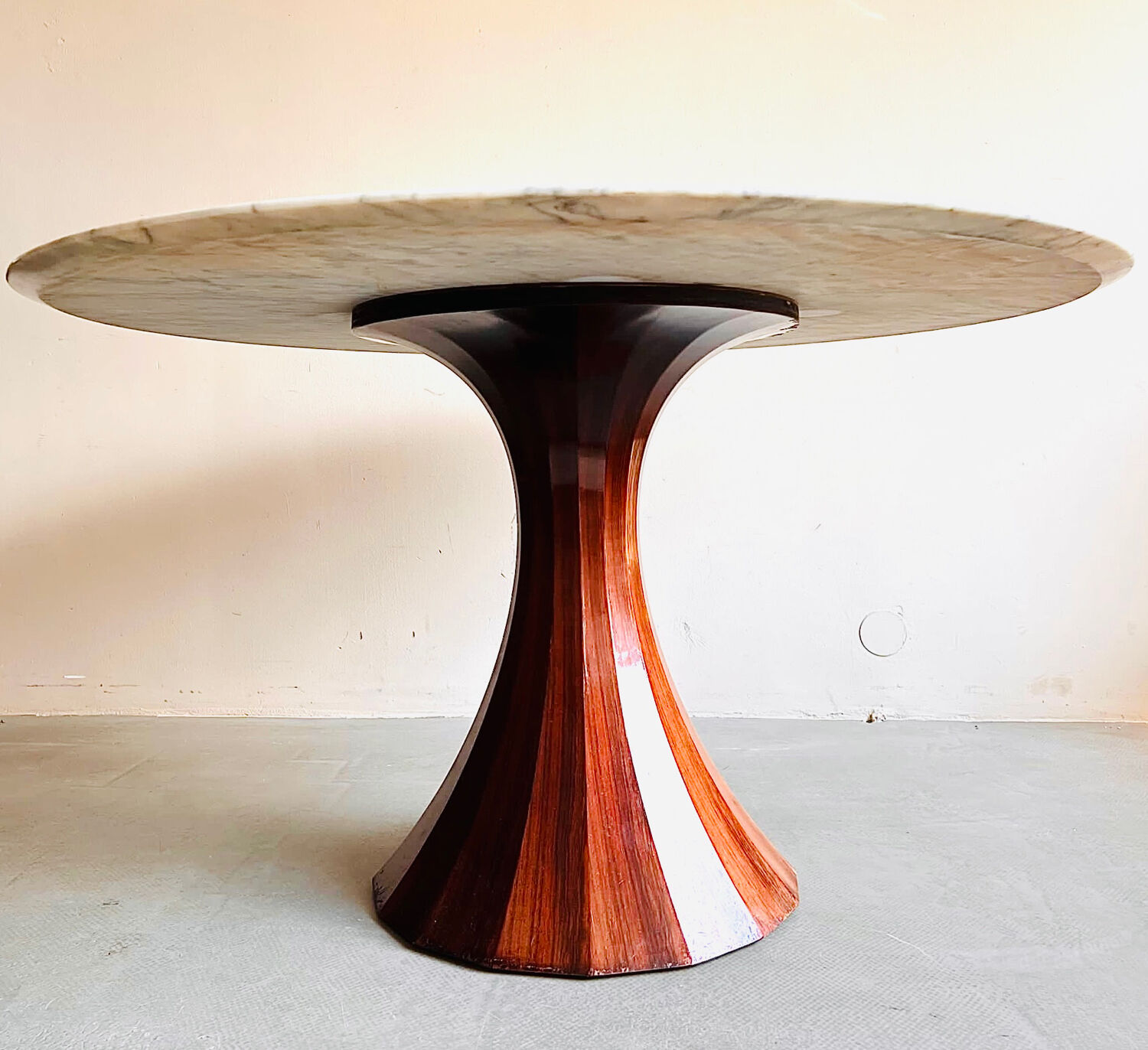 Marble dining table with rosewood base