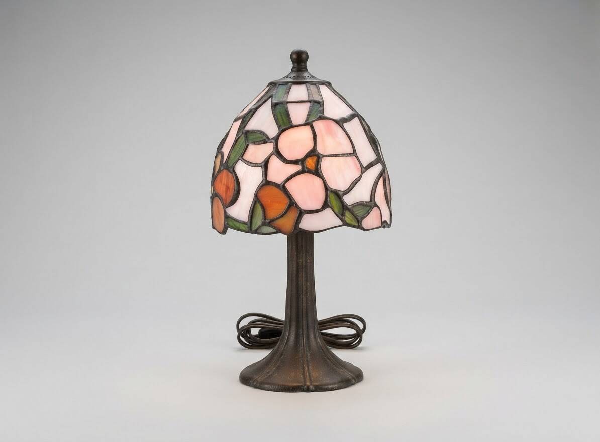 Pair of Tiffany Style Bedside Lamps 1990s Art Nouveau
