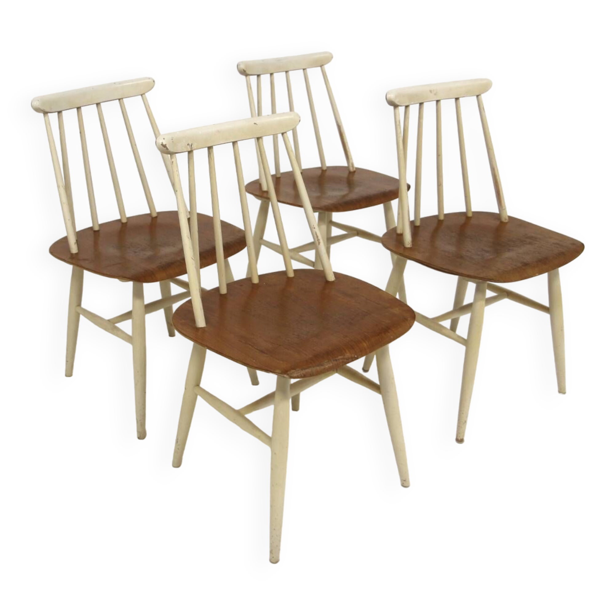 Set of 4 Scandinavian "Fanett" chairs by Ilmari Tapiovaara, Sweden, 1960