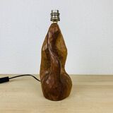 Brutalist gouged wood lamp