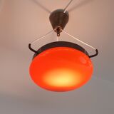 Vintage orange glass and brass ceiling lamp