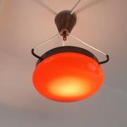 Suspension en verre orange et laiton vintage