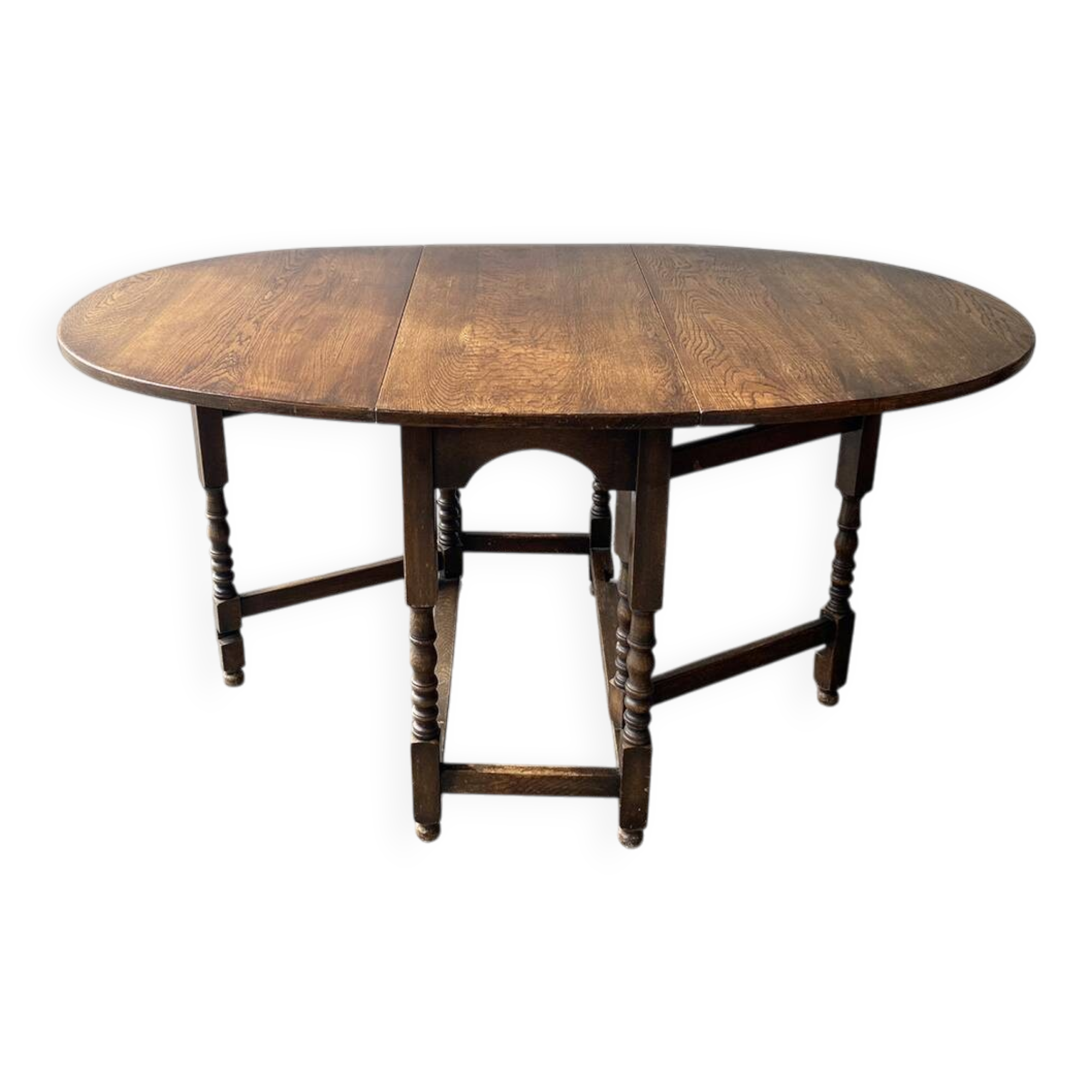 Antique Oak Drop Leaf Gate-leg Table with Barley Twist Legs