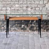 Table d'appoint en bois et verre