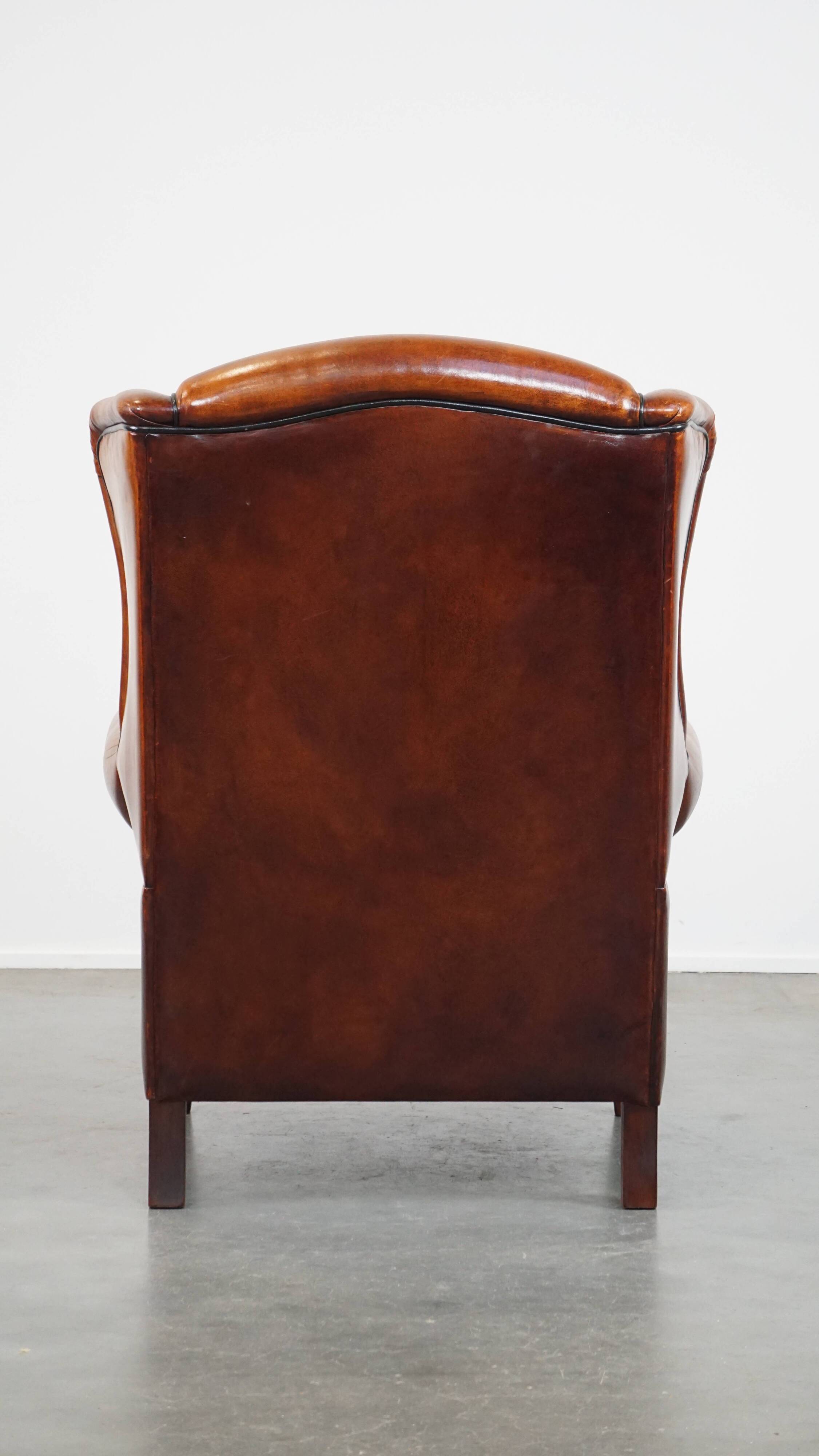 Sheep leather wingback chair