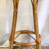 Tabouret de bar en rotin  et bambou années 60