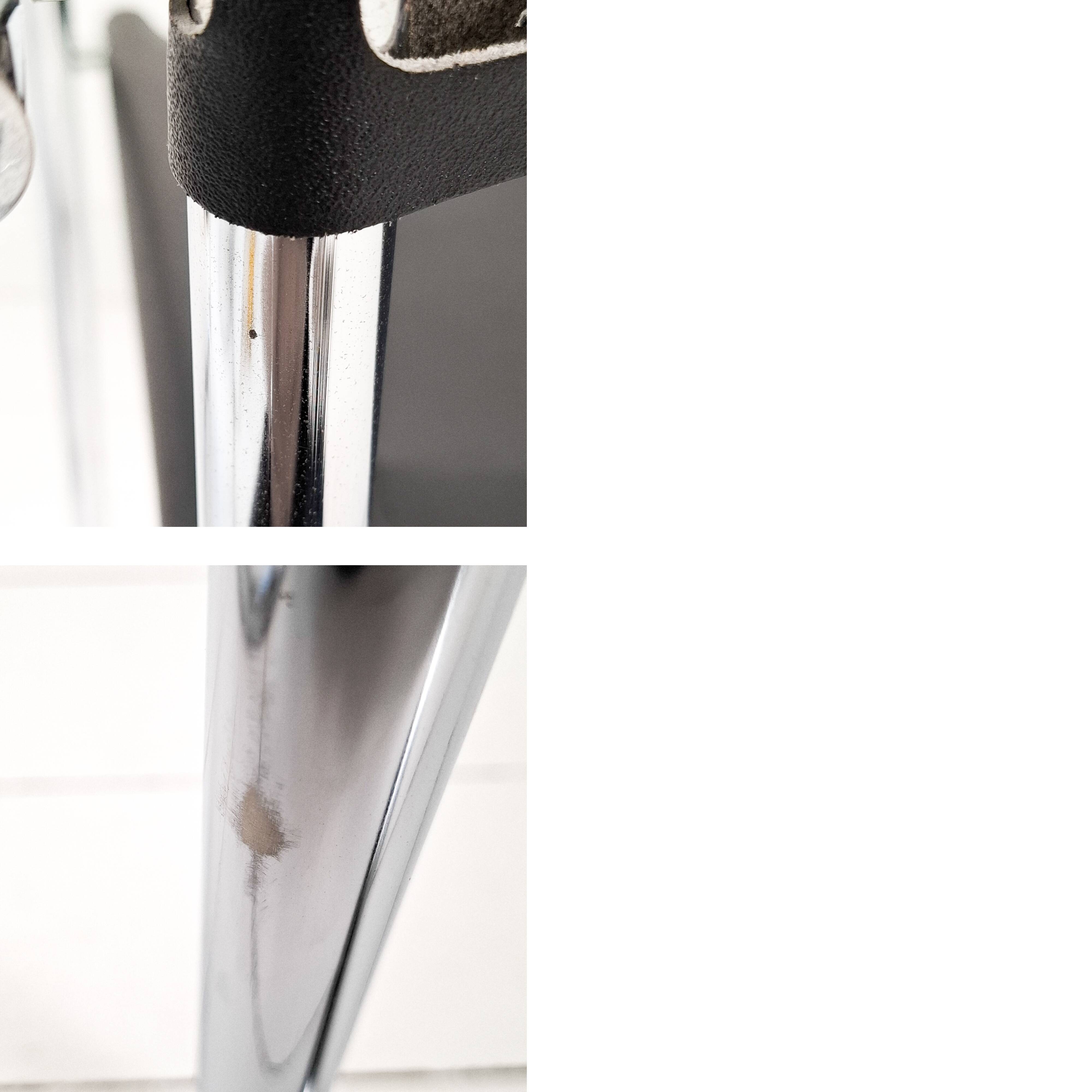 Pair Vintage Italian Cantilever Chairs Chrome Leather Armrests Bauhaus Style