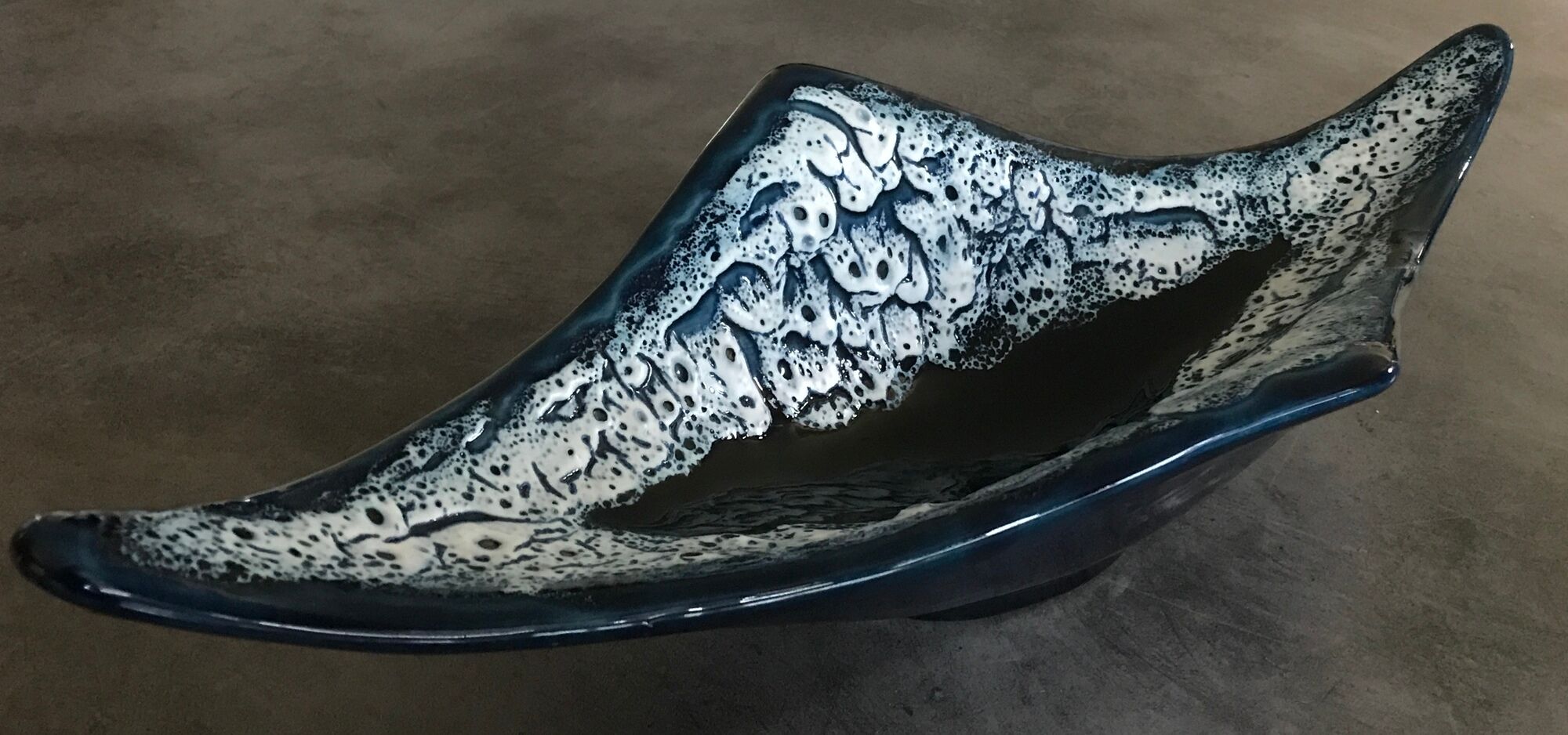 Cut ceramic centerpiece by vallauris fat lava sea foam 55 cm