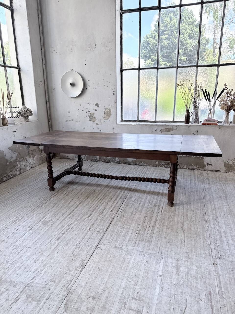 Solid oak table 1900 drapery style XL 280cm with extensions