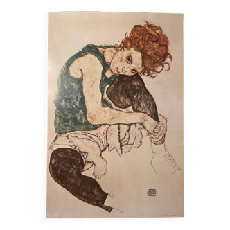 Egon Schiele 1890-1918), Sitzende Frau mit hochgezogenem Knie, Migneco&Smith 70011, imprimé en Italie