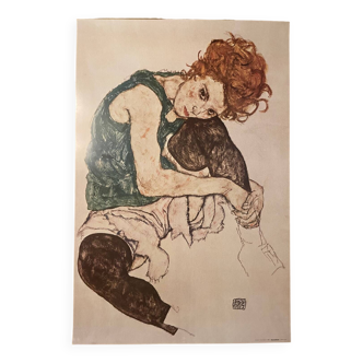 Egon Schiele 1890-1918), Sitzende Frau mit hochgezogenem Knie, Migneco&Smith 70011, printed in Italy