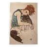 Egon Schiele 1890-1918), Sitzende Frau mit hochgezogenem Knie, Migneco&Smith 70011, printed in Italy