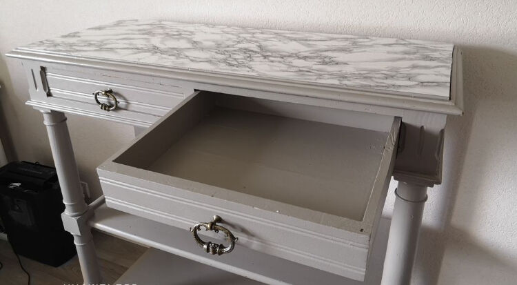 Painted console serving table.