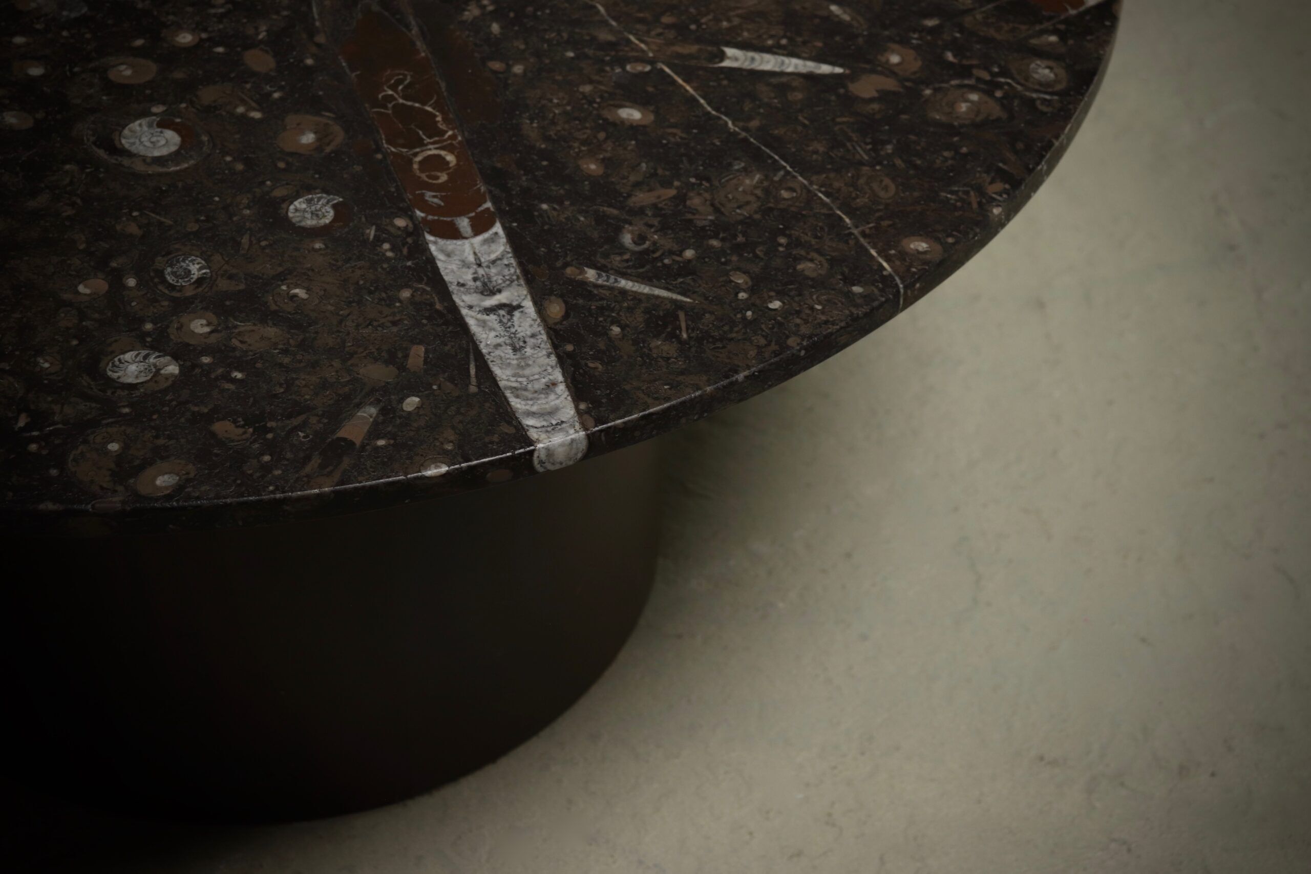 Coffee table with fossil limestone top by Metaform Holland, 1980s