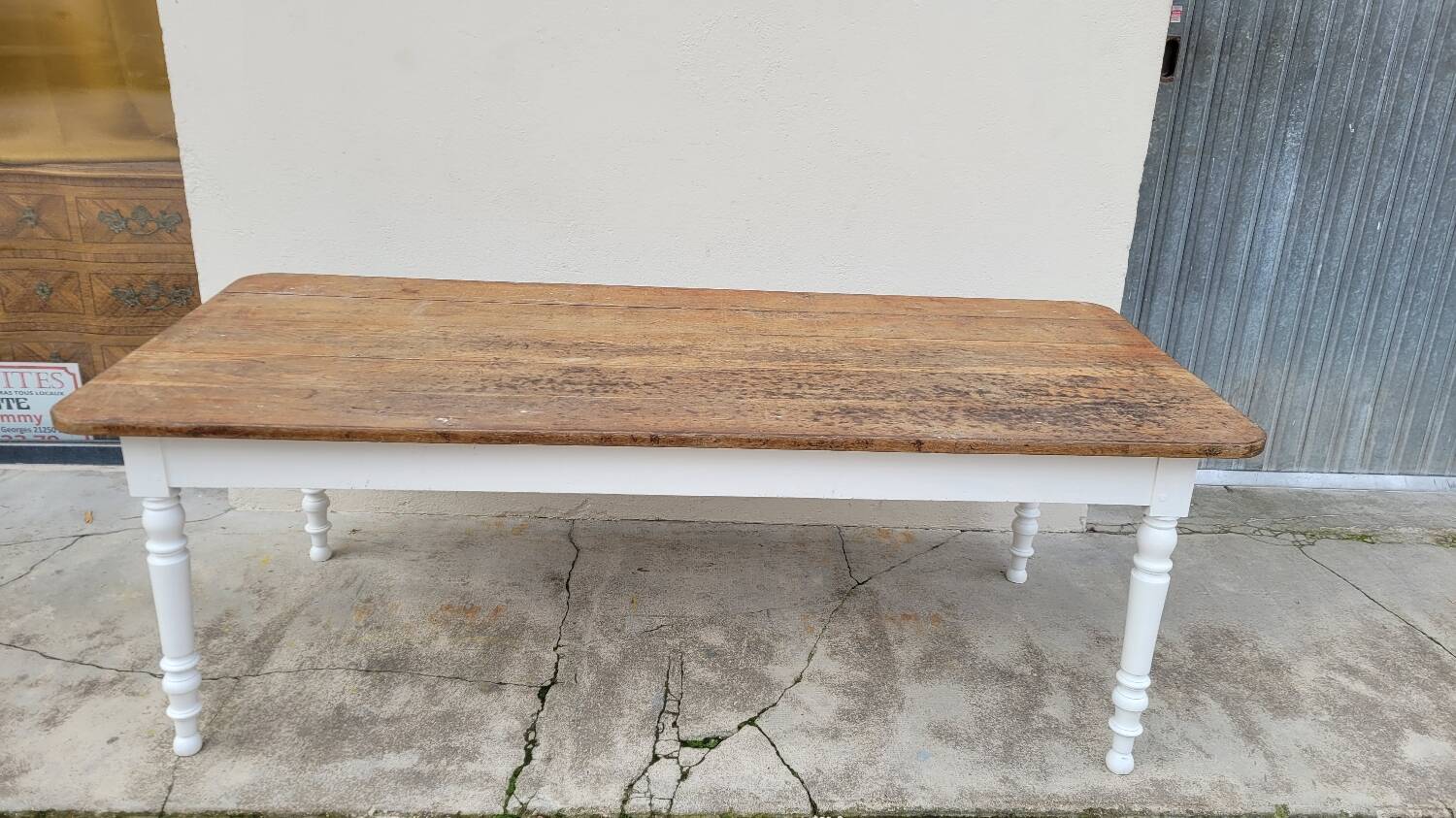 Rustic farmhouse bistro table in oak with Louis Philippe legs - 2m