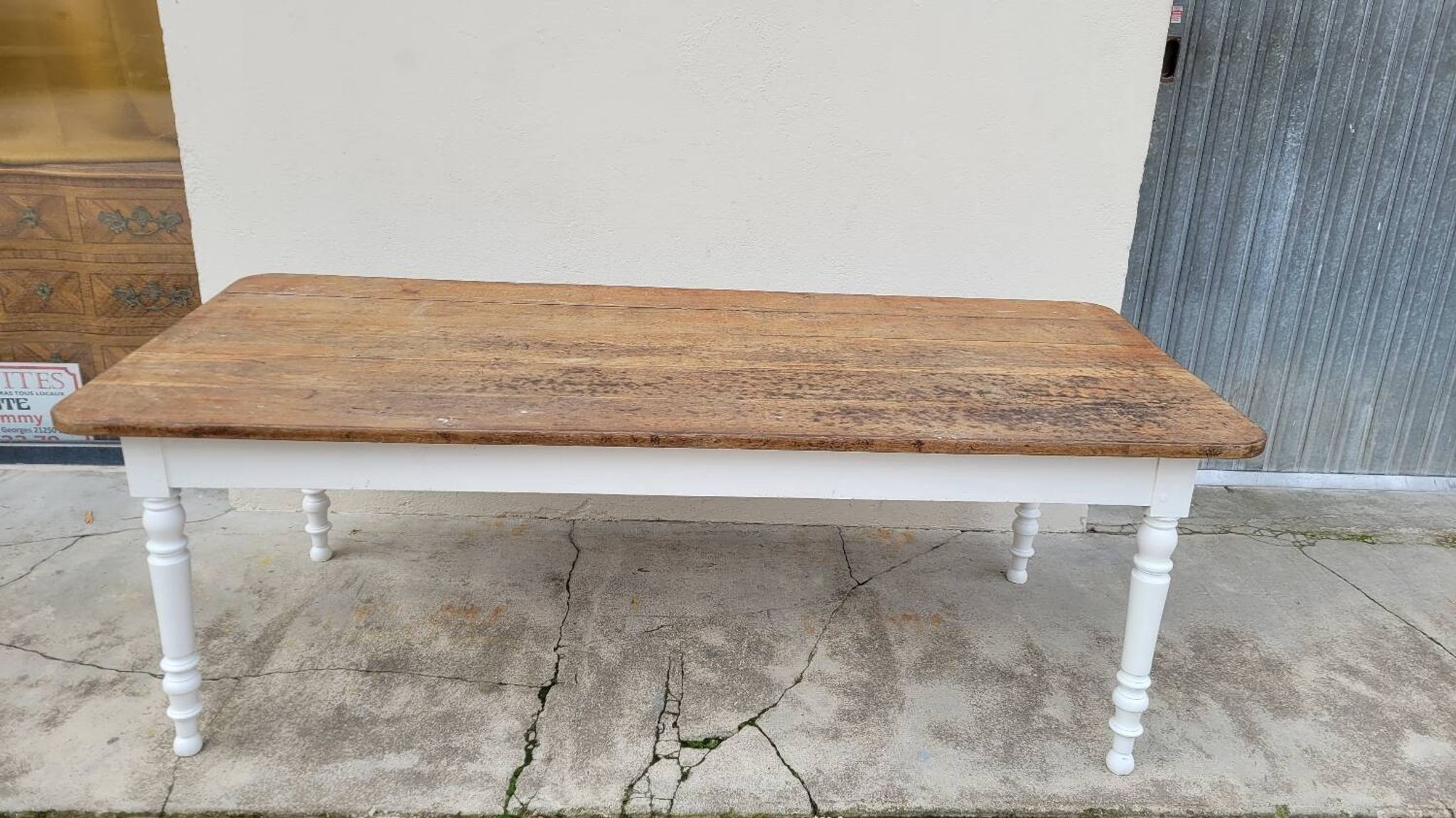 Rustic farmhouse bistro table in oak with Louis Philippe legs - 2m