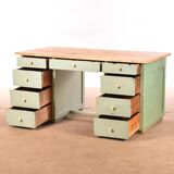 Industrial old desk workbench light green