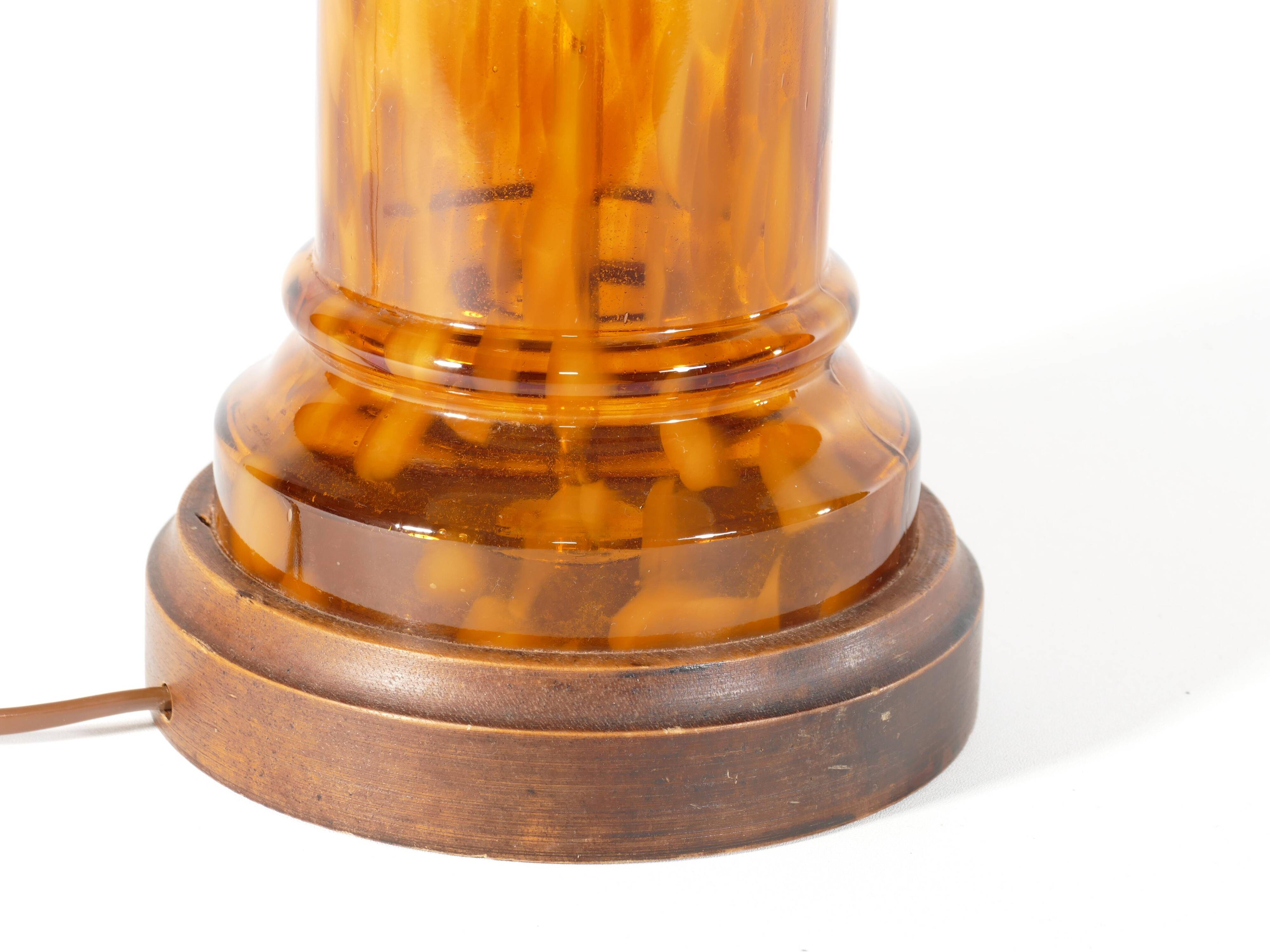 Scandinavian Modern Amber Glass Table Lamp by Miranda, 1970s