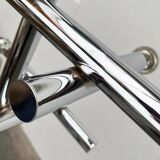 Minimalist chrome ceiling lamp from the mid-century space age by Temde, Switzerland, 1960s.