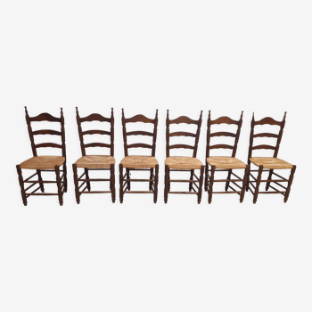 Chaises en paille rustiques espagnoles annees 60