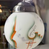 Suspension Art Déco en verre, années 1930